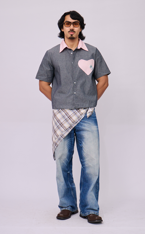 PINO TOP - GRAY DENIM CHAMBRAY HEART