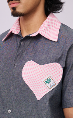 PINO TOP - GRAY DENIM CHAMBRAY HEART