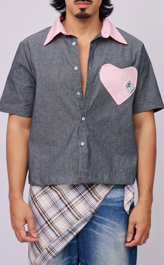 PINO TOP - GRAY DENIM CHAMBRAY HEART