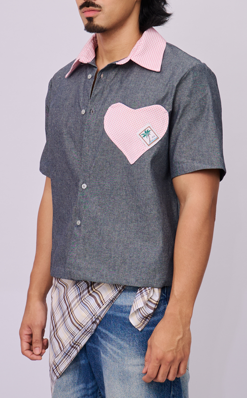 PINO TOP - GRAY DENIM CHAMBRAY HEART