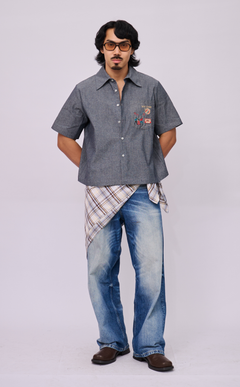 PINO TOP - GRAY DENIM CHAMBRAY DISCO