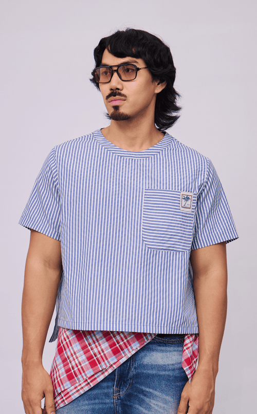 PUERTO SHIRT - BLUE STRIPES SEERSUCKER