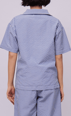 QUEZON SHIRT - BLUE STRIPES SEERSUCKER