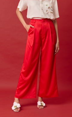 RANDY PANTS - RED SATIN