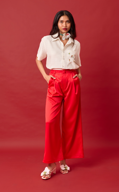 RANDY PANTS - RED SATIN