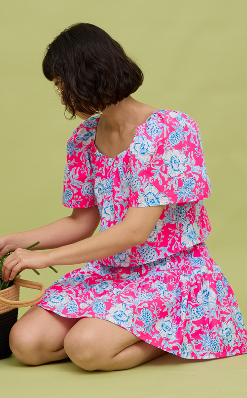 STACY SKORT - NEON PINK-BLUE FLORAL