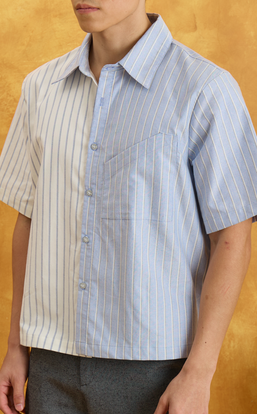 SULTAN SHIRT - WHITE & BLUE NAUTICAL STRIPES