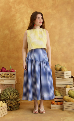 JOSEFA SKIRT - NAVY BLUE GINGHAM (PRE-ORDER)