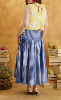 JOSEFA SKIRT - NAVY BLUE GINGHAM (PRE-ORDER)