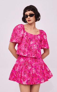 STACY SKORT - NEON PINK FLORAL
