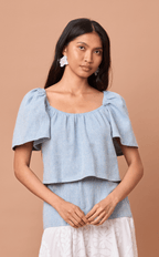 VANIA TOP - CHEVRON TWEED