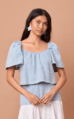 VANIA TOP - CHEVRON TWEED