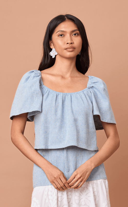 VANIA TOP - CHEVRON TWEED