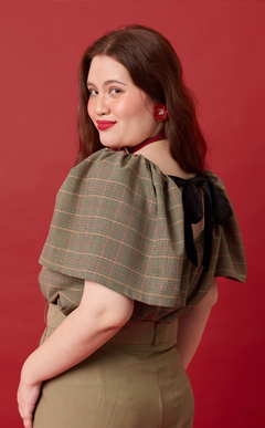 VANIA TOP - HOUNDSTOOTH PLAID