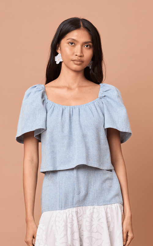 VANIA TOP - CHEVRON TWEED