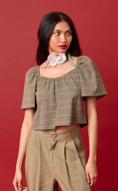VANIA TOP - HOUNDSTOOTH PLAID