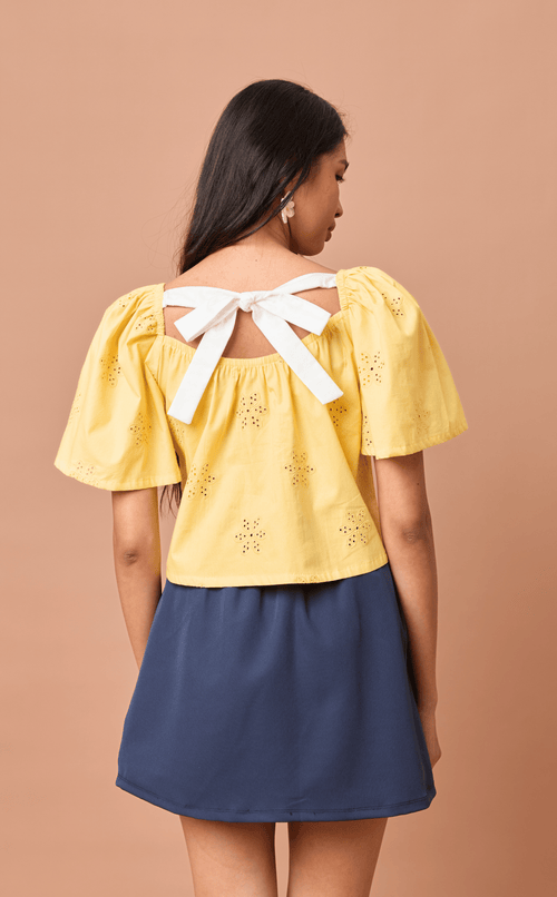 VANIA TOP - YELLOW EYELET