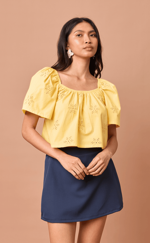 VANIA TOP - YELLOW EYELET
