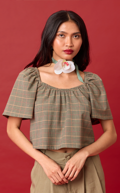 VANIA TOP - HOUNDSTOOTH PLAID