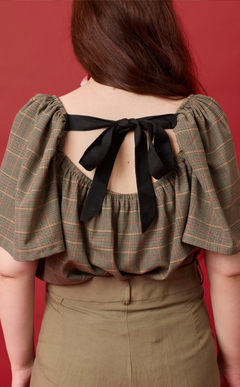 VANIA TOP - HOUNDSTOOTH PLAID