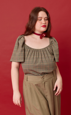 VANIA TOP - HOUNDSTOOTH PLAID