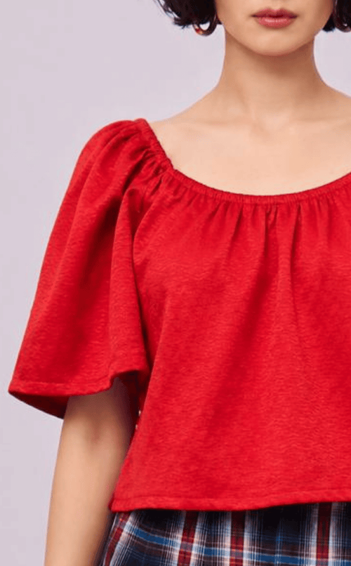 VANIA TOP - RED JACQUARD
