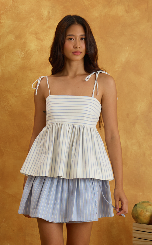 GABRIELA TOP - WHITE NAUTICAL STRIPES Shop.TayoStudio