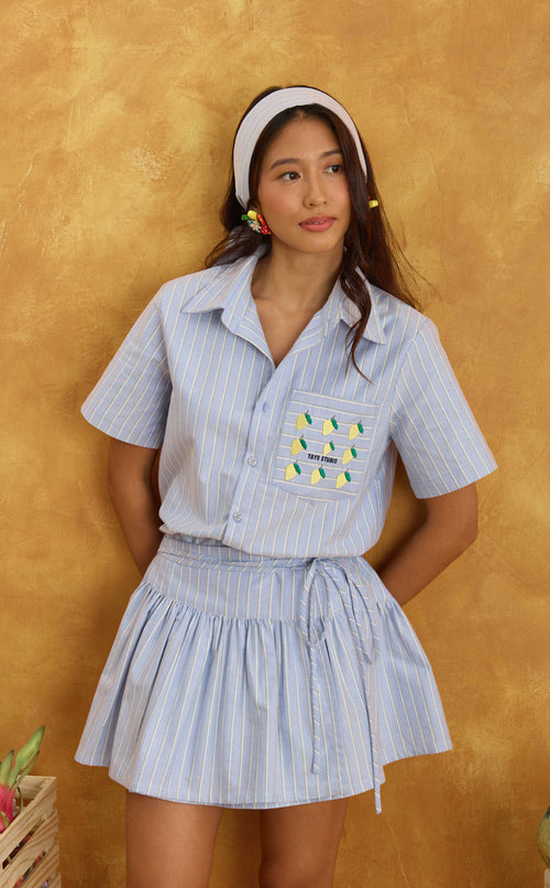 NENA WRAPPED SKIRT - BLUE NAUTICAL STRIPES