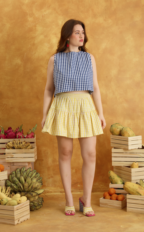 STACY SKORT - YELLOW GINGHAM